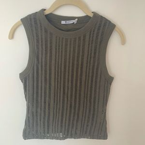 T by Alexander Wang Army Green Laser Cut Tank